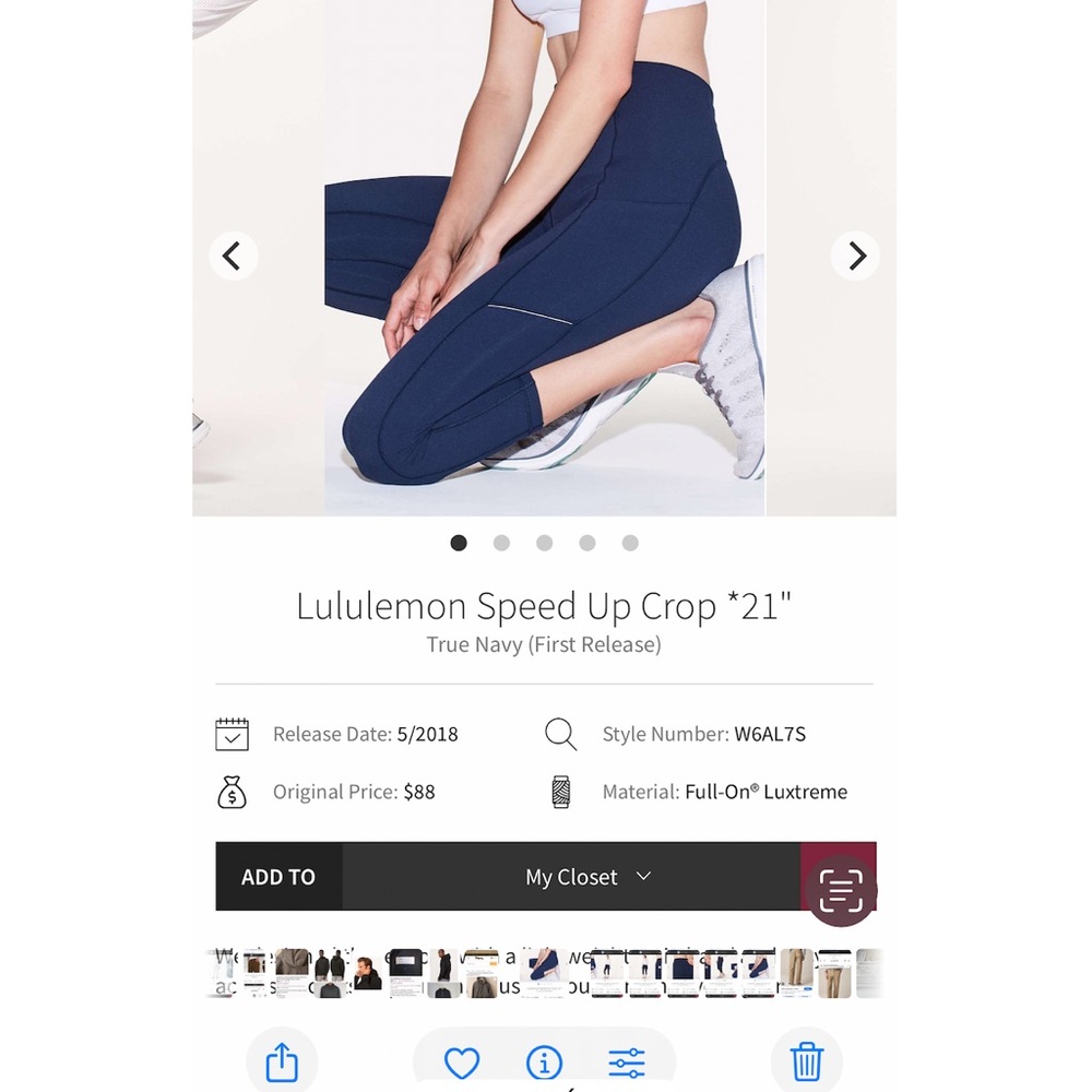 Lululemon Speed Up Crop * 21" True Navy (First Release) -Size 4 Good Condition - Picture 16 of 16